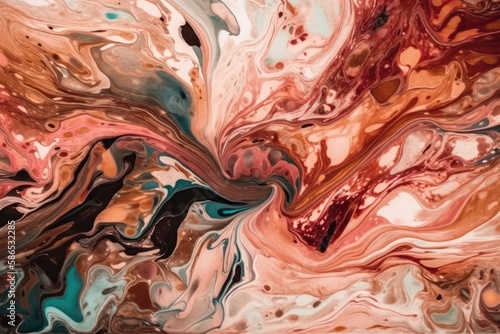 an abstract painting with vibrant colors and diverse shapes. Generative AI