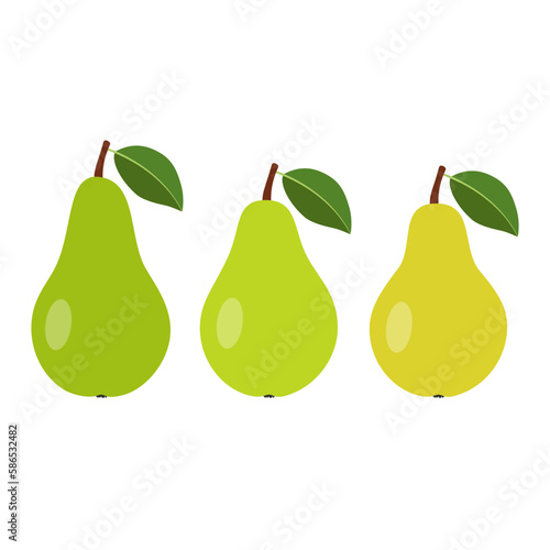 Pears isolated on white background. Set of pears. 
