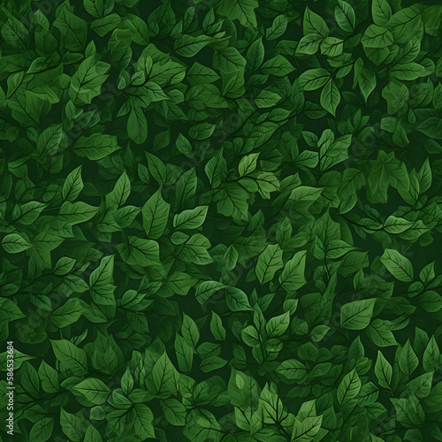 Seamless pattern with small green leaves. Floral illustration background. Generated AI