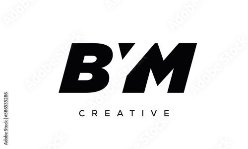 BYM letters negative space logo design. creative typography monogram vector photo