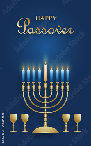 Happy Passover card, the Pessah holiday with nice and creative Jewish symbols