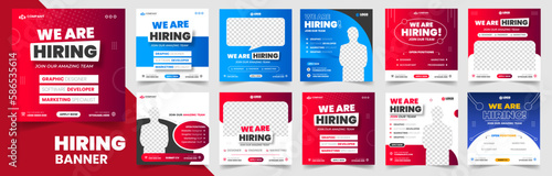 We are hiring job vacancy social media post banner design set template with. We are hiring job vacancy square web banner design bundle. Hiring banner set. Hiring Banner bundle.