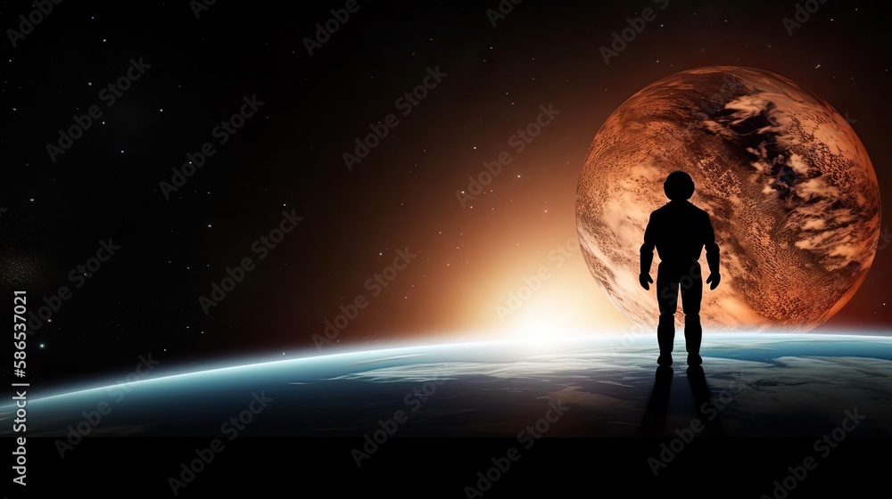 An astronaut floating in space with a planet in the background, AI generated An astronaut floating in space with a planet in the background, AI generated