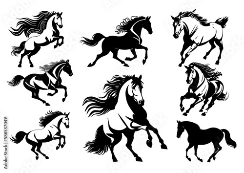 Set of horses illustration