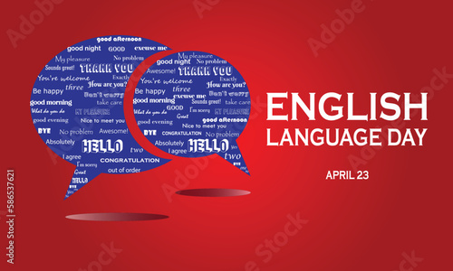 English Language Day design concept. It includes dialogue boxes filled with English basic phrases. Vector illustration 