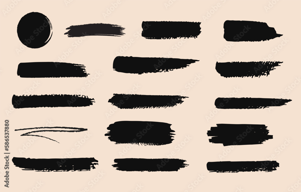 ink brush stroke collection style black frame set vector illustration ink brush stroke collection style black frame set vector illustration