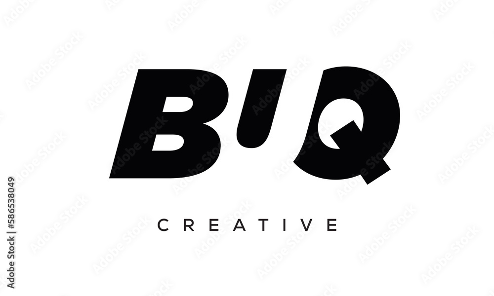 BUQ letters negative space logo design. creative typography monogram vector
