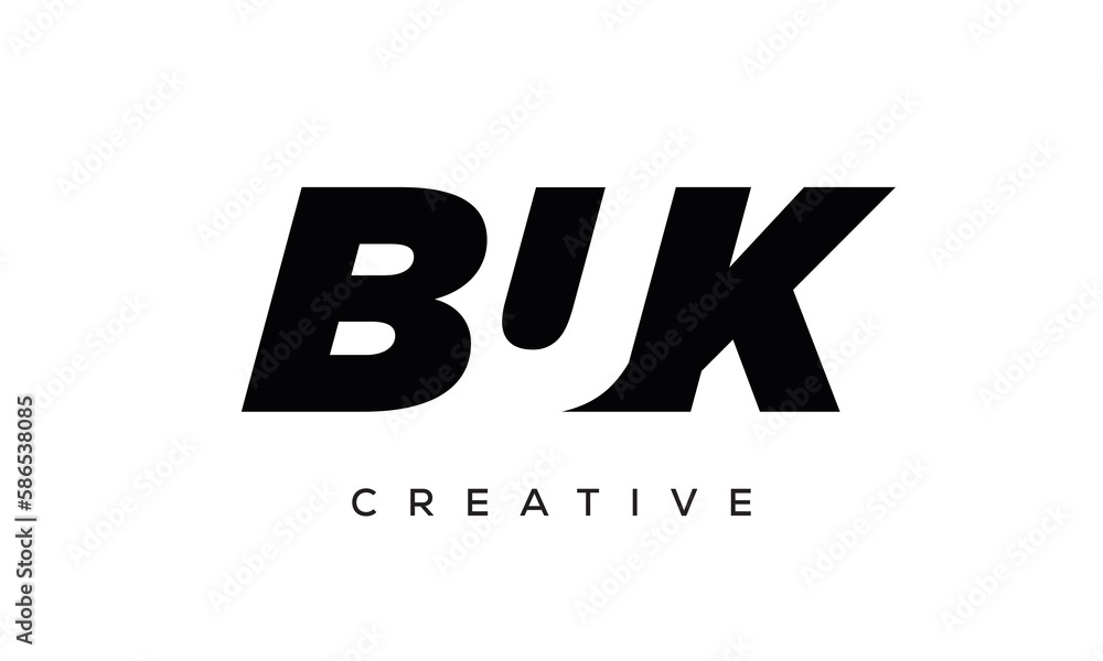 BUK letters negative space logo design. creative typography monogram vector
