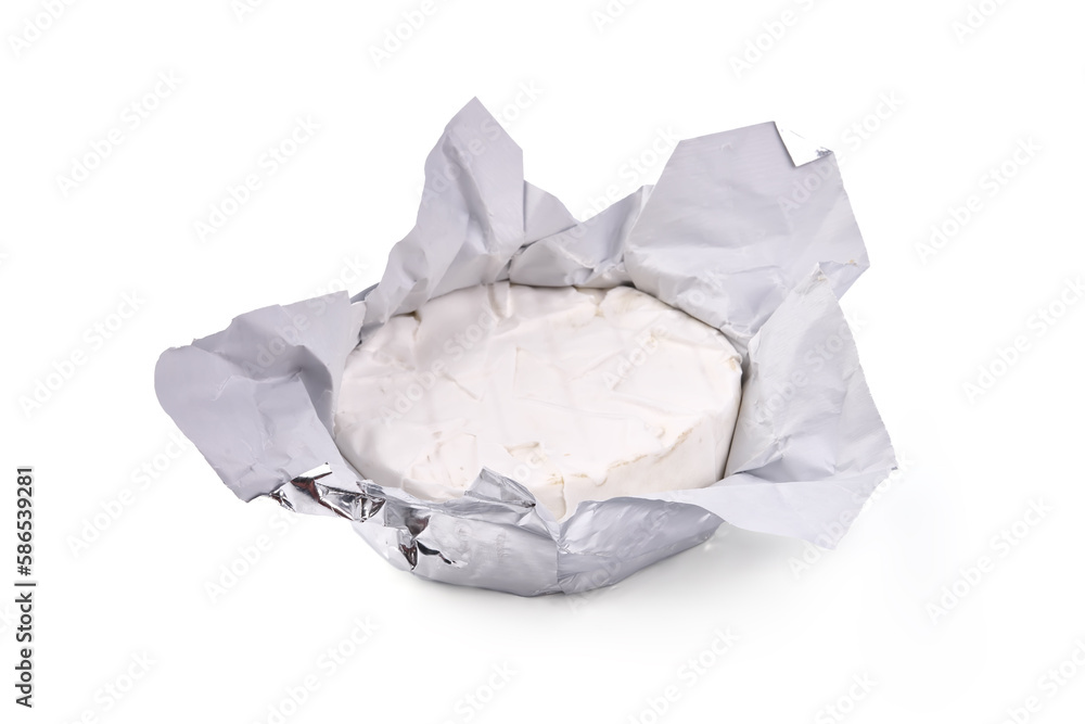 Camembert cheese, isolated on white background.
