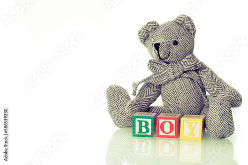 Children's toys on a white background