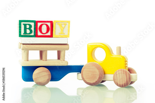 Children's toys on a white background