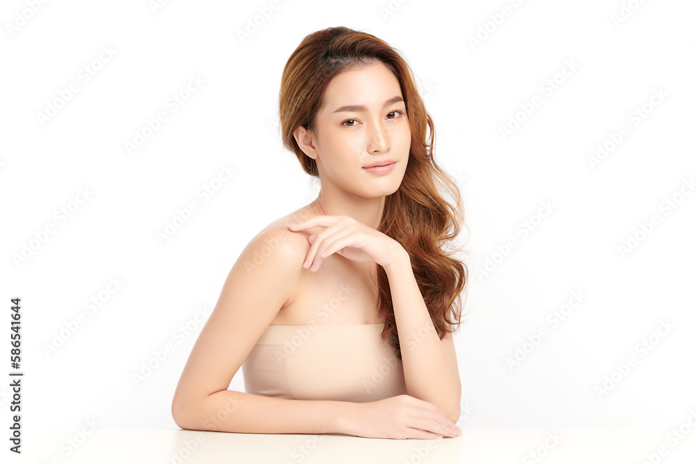 Beautiful young asian woman with clean fresh skin on white background, Face care, Facial treatment, Cosmetology, beauty and spa, Asian women portrait. Beautiful young asian woman with clean fresh skin on white background, Face care, Facial treatment, Cosmetology, beauty and spa, Asian women portrait.