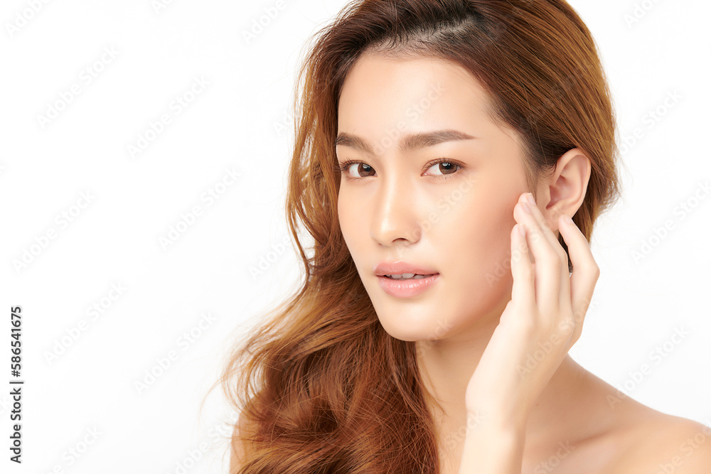 Beautiful young asian woman with clean fresh skin on white background, Face care, Facial treatment, Cosmetology, beauty and spa, Asian women portrait. Beautiful young asian woman with clean fresh skin on white background, Face care, Facial treatment, Cosmetology, beauty and spa, Asian women portrait.
