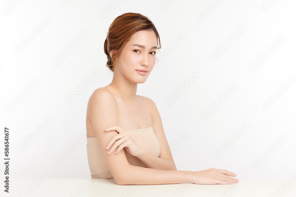 Beautiful young asian woman with clean fresh skin on white background, Face care, Facial treatment, Cosmetology, beauty and spa, Asian women portrait. Beautiful young asian woman with clean fresh skin on white background, Face care, Facial treatment, Cosmetology, beauty and spa, Asian women portrait.