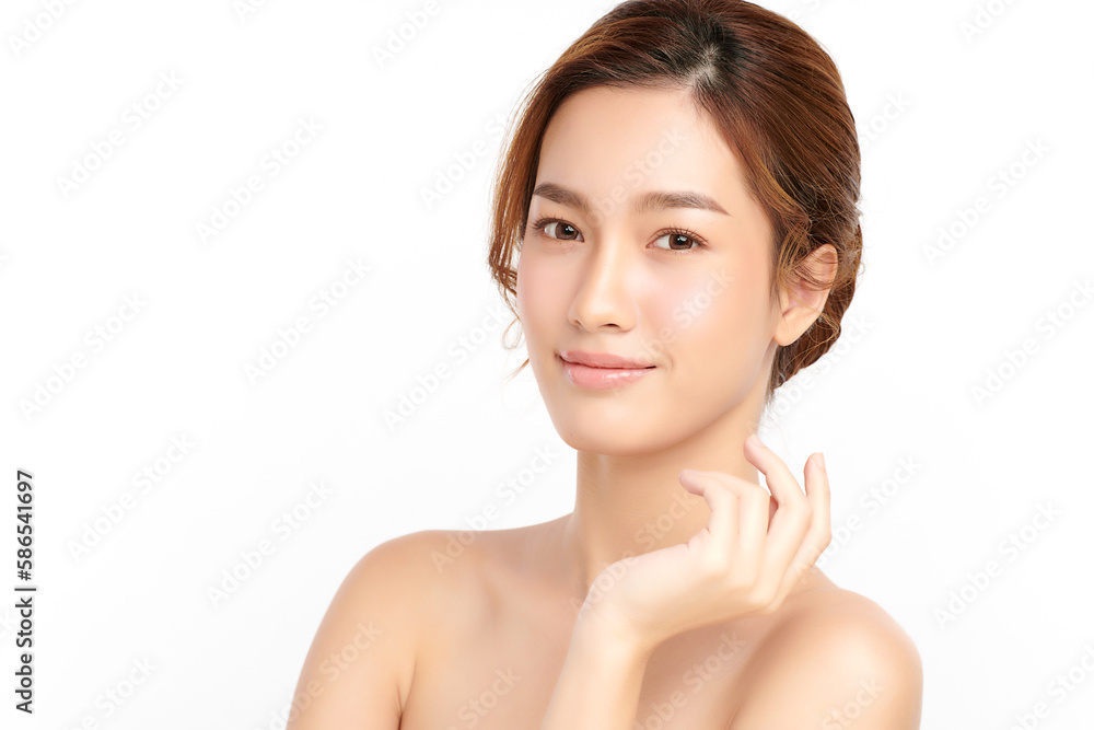 Beautiful young asian woman with clean fresh skin on white background, Face care, Facial treatment, Cosmetology, beauty and spa, Asian women portrait. Beautiful young asian woman with clean fresh skin on white background, Face care, Facial treatment, Cosmetology, beauty and spa, Asian women portrait.