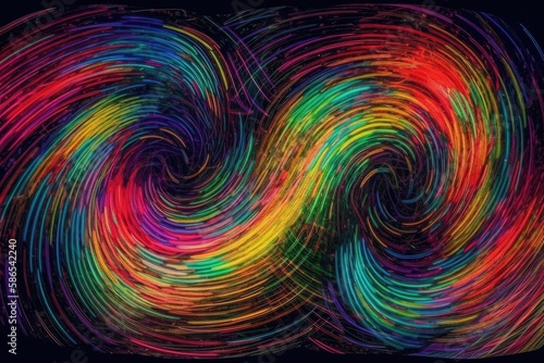 vibrant colorful swirl on a black background. Generative AI