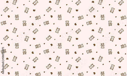 bear with love and biscuits pattern vector illustration