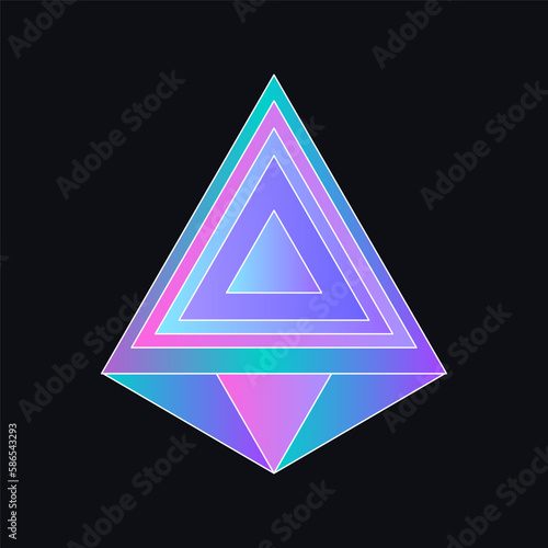 Abstract geometric object with triangle, rhombus and pyramid. Vector gradient design