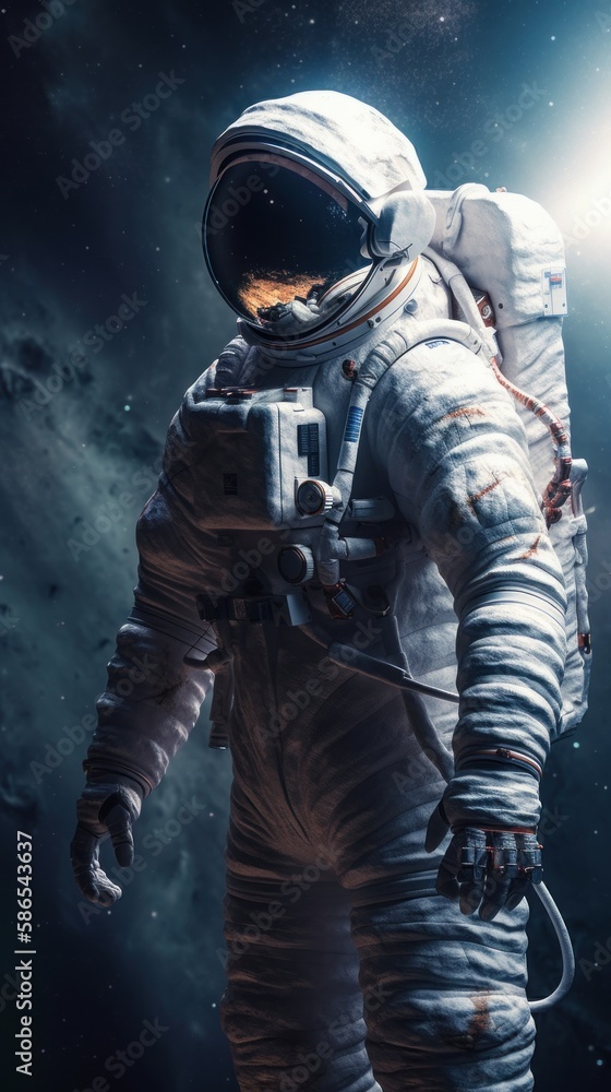 Naklejka premium Space suits isolated on space background. Ai generated.