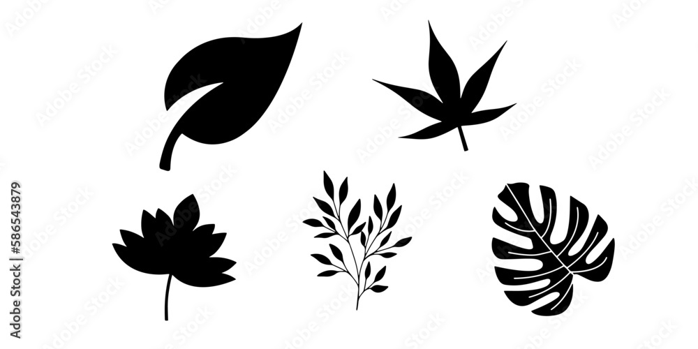 set of silhouettes of leaves. vector illustration eps 10