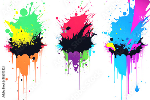 Ink Paint Drops  Splats and Drips  in a Graffiti Style multi-coloured Expressive and Random 