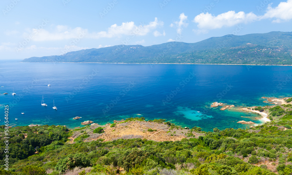 Corsica island on a sunny day, Cupabia gulf. Summer landscape