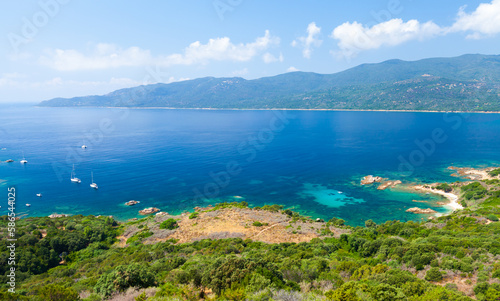 Corsica island on a sunny day  Cupabia gulf. Summer landscape