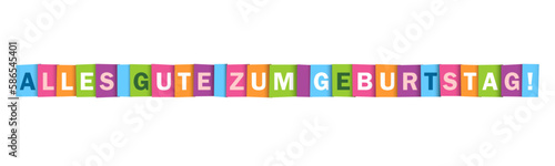 ALLES GUTE ZUM GEBURTSTAG (HAPPY BIRTHDAY in German) colorful vector typography banner
