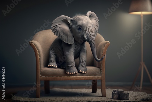 Elephant on a chair, generative Ai