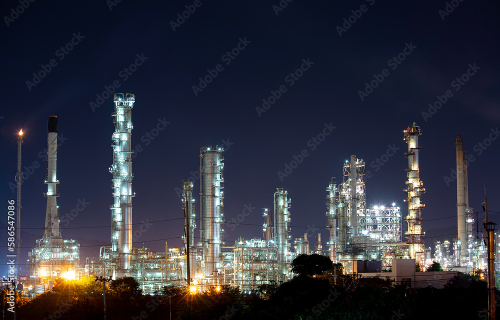 Scene heavy of oil refinery plant of Petrochemistry industry