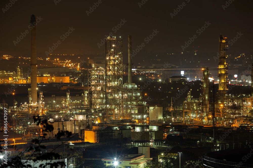 Morning scene of oil refinery plant and power plant of Petrochemistry in the morning time on the top of the hill Morning scene of oil refinery plant and power plant of Petrochemistry in the morning time on the top of the hill