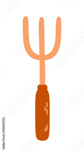 Gardening pitchfork tool. Vector illustration