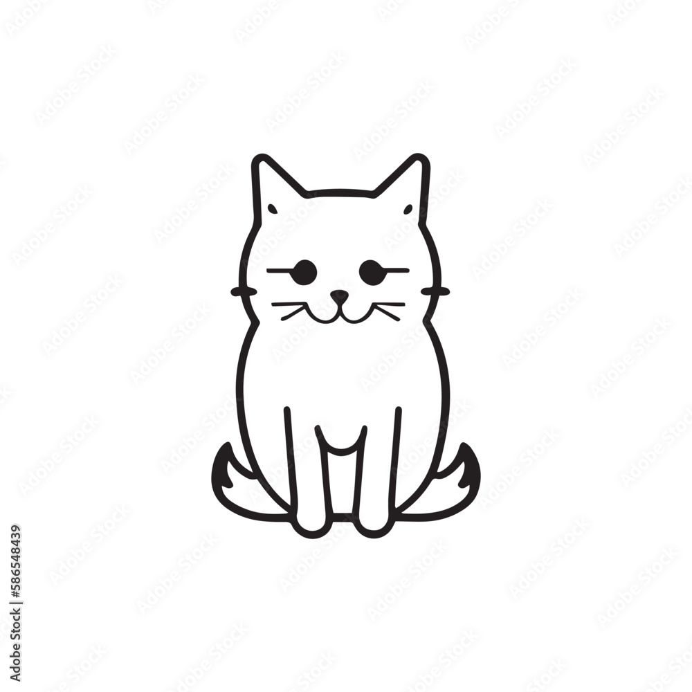A cute sitting cat vector line art A cute sitting cat vector line art