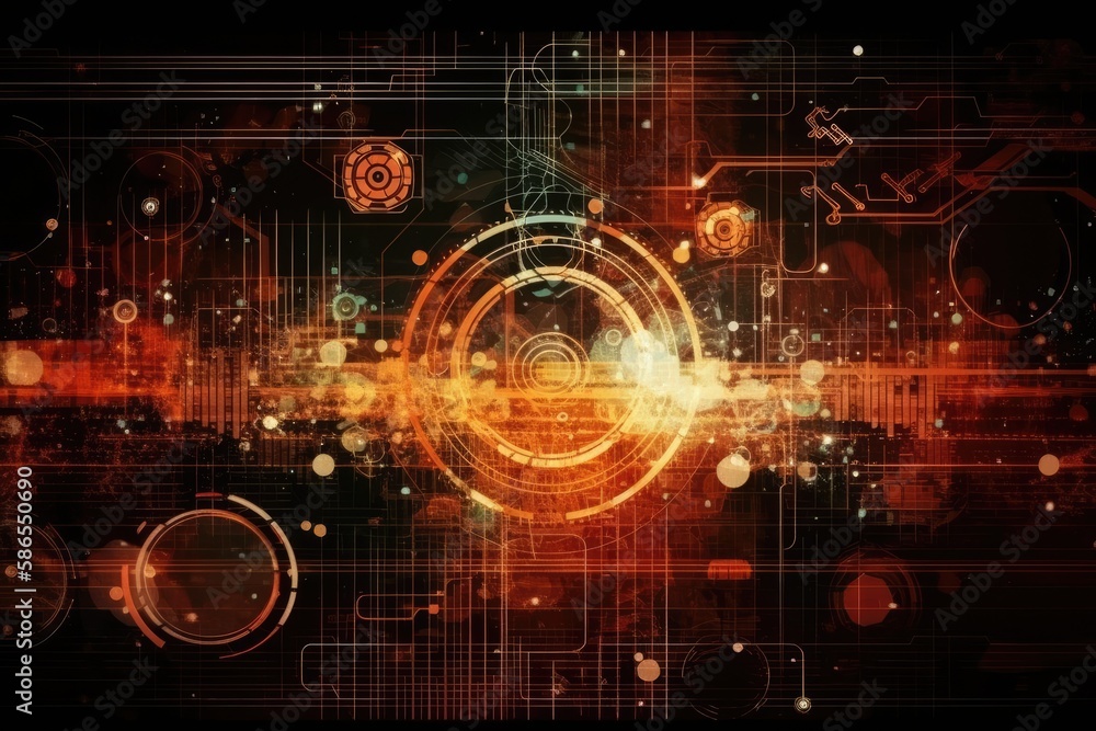 Obraz premium an abstract background with overlapping circles and intersecting lines. Generative AI