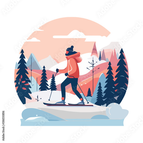 snowscape with skier