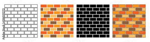 Wallpaper Mural Brick wall. Seamless pattern of brickwork. Isolated vector illustration on a white background. Brick background. A wall of cobblestones. Collection of brick textures. Brick Set Torontodigital.ca