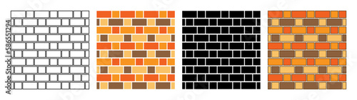 Wallpaper Mural Brick wall. Seamless pattern of brickwork. Isolated vector illustration on a white background. Brick background. A wall of cobblestones. Collection of brick textures. Brick Set Torontodigital.ca