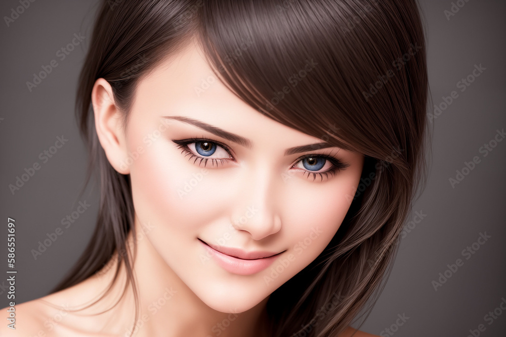 Portrait of a beautiful brunette woman in a photo studio. Generative AI Portrait of a beautiful brunette woman in a photo studio. Generative AI