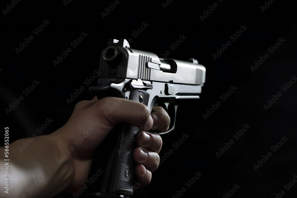 Man with a gun in hands, ai generated Man with a gun in hands, ai generated