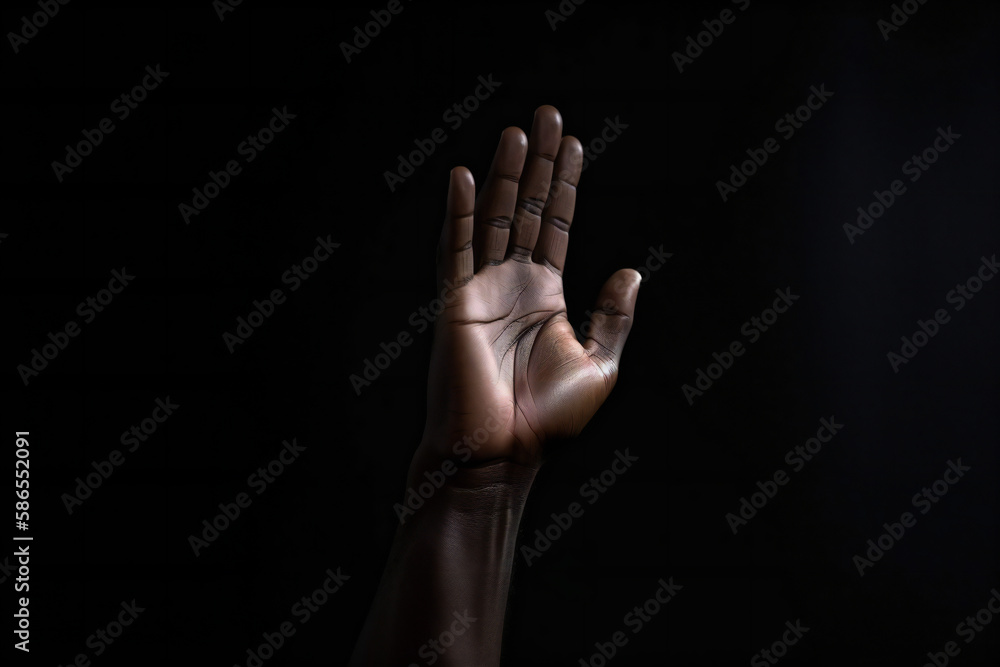 hand on the black background, ai generated hand on the black background, ai generated