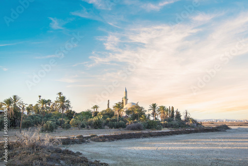 Beautiful view of the Hala Sultan Tekke, in Larnaca on the island of Cyprus