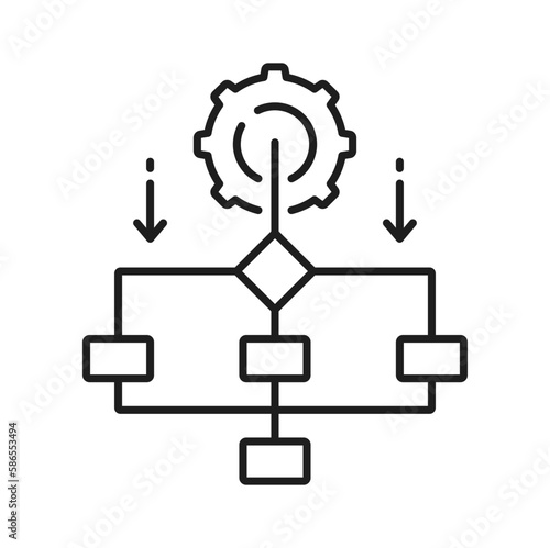 Moving files into folders, automatic sorting outline icon. RPA robotic process automation, automate clerical tasks, workflow, file settings