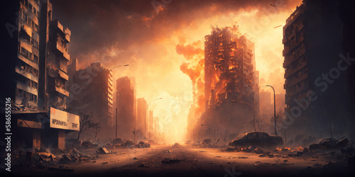 Post-apocalyptic ruined city (AI)