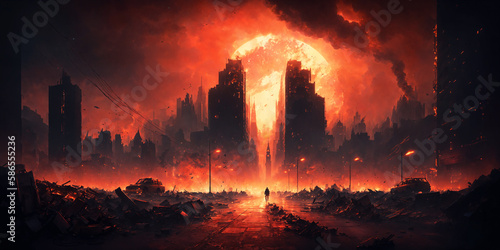 Post-apocalyptic ruined city (AI)