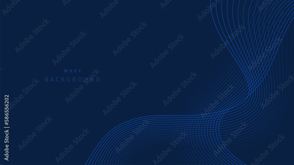 Blue waves on navy background. Editable stroke Blue waves on navy background. Editable stroke