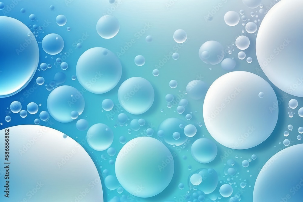 Bubbles in Water Texture. Light Blue Blubble Backgroud / Backdrop - Generative Ai Illustration 