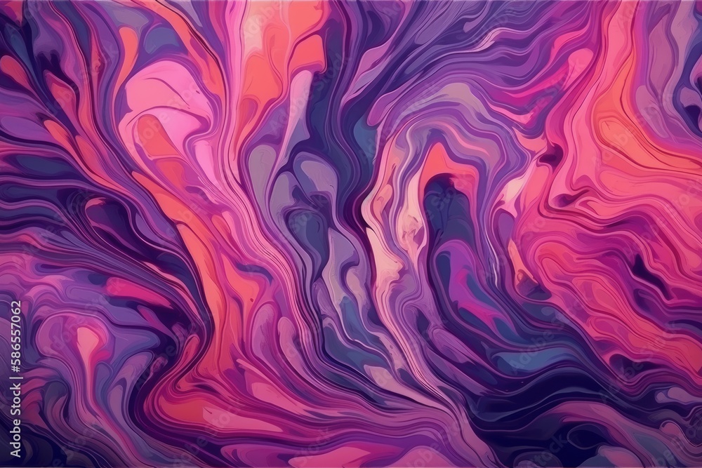 an abstract painting with swirling shades of purple, pink, and blue. Generative AI