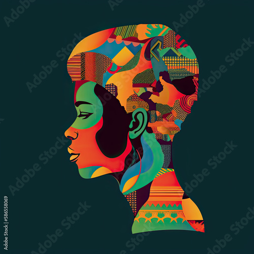 African people colorful illustration africa day concept ai generated photo