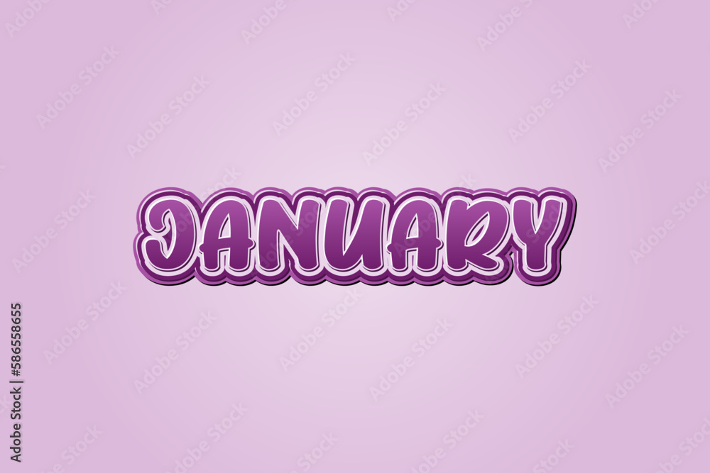January Text for Title or Title. In 3D Fancy Fun and Futuristic style in light green background