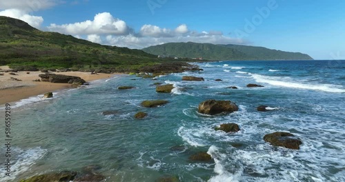 Aerial view of Kenting national park coastline, Taiwan.
